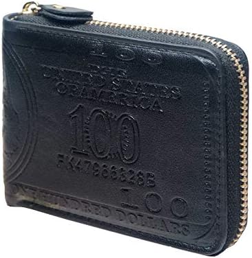 Mens US Dollar Bill Zip Around Bifold Wallet Leahter Card Credit Holder