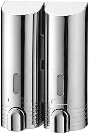 Tagve Liquid Dispensers 380×2ML,Wall Mounted Manual 2-Chamber Silver Shampoo Soap Dispenser, ABS Material For Bathroom Kitchen Silver