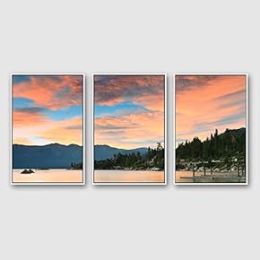 3 Piece Framed Canvas Wall Art for Living Room, Bedroom Lake Tahoe Canvas Prints for Modern Home Decoration Ready to Hang - 16"x24"x3 Panels