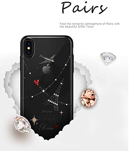 KAUARO Kingxbar for iPhone X&XS/XS Case,Crystals from SWAROVSKI Elementrom,Bling Light Ultra-thin Printed Transparent Hard PC Protective Back Phone Cover for iPhoneX&XS/XS Case Cover-Travel series