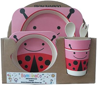 Bambinoco eco friendly natural bamboo fibre dinning sets to make kids mealtimes fun (Ladybug)