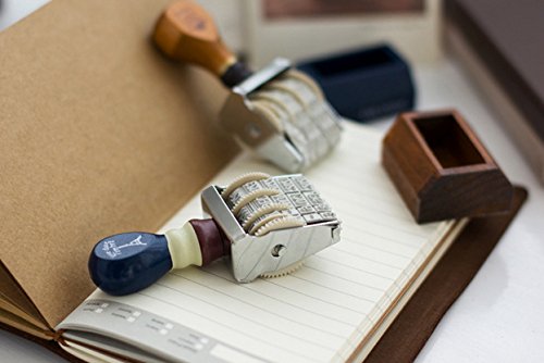 Home-organizer Tech Retro Roller Date Stamp,Rubber Stamps for DIY Craft Card Making Happy Planner Scrapbooking Supplies (Wood)