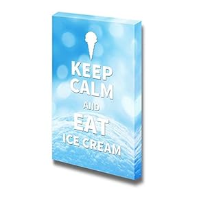Canvas Wrap Wall Art - Keep Calm and Eat Icecream| Modern Wall Art Stretched Canvas Prints Ready to Hang - 24" x 16"