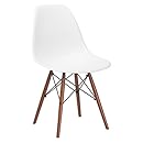 Poly and Bark Vortex Side Chair Walnut Legs, White