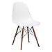 Poly and Bark Vortex Modern Mid-Century Side Chair with Wooden Walnut Legs for Kitchen, Living Room and Dining Room, White (Set of 2)