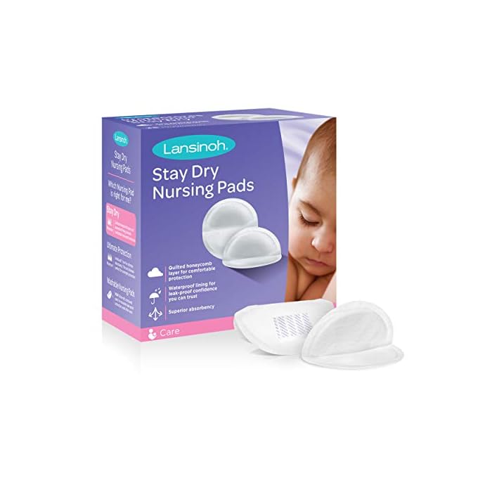 Lansinoh Stay Dry Disposable Nursing Pads, Soft and Super Absorbent Breast Pads, Breastfeeding Essentials for Moms, 36…