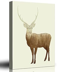 Double Exposure Graphic of a Deer and Pine Tree Forest