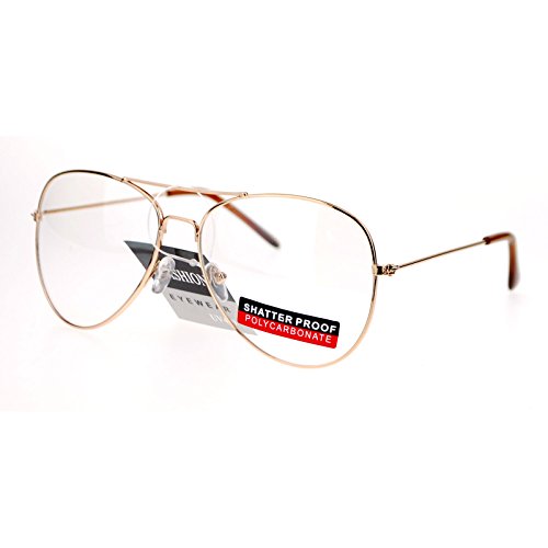 SA106 Classic Wire Rim Tear Drop Shape Aviator Clear Lens Eye Glasses Gold