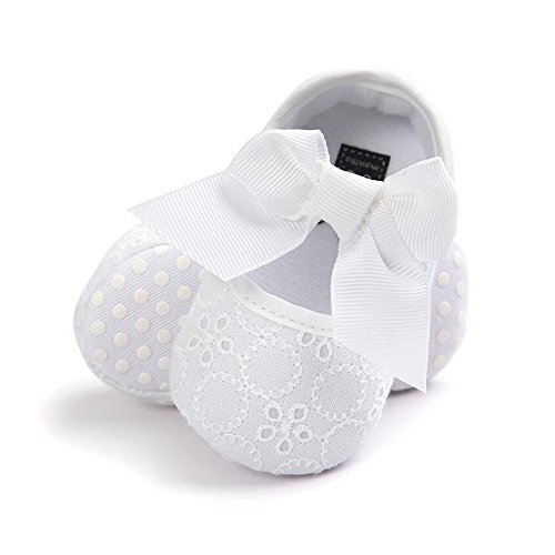 Baby Girls Princess Bowknot Soft Sole Cloth Crib Shoes Sneaker 0-6 Months White