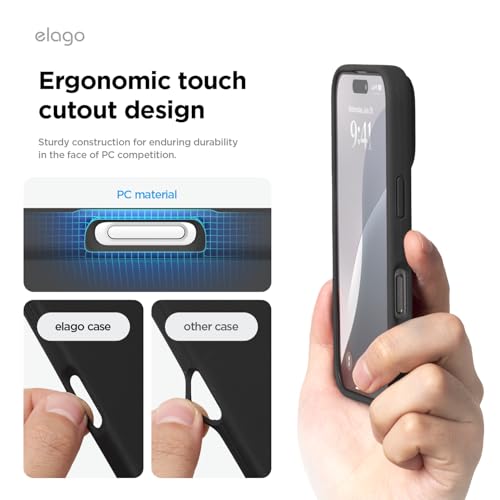elago Cover Compatible with iPhone 16 - Premium Liquid Silicone Case, Full Protection, Shockproof, Slim, Anti-Scratch Microfiber Lining (Black)