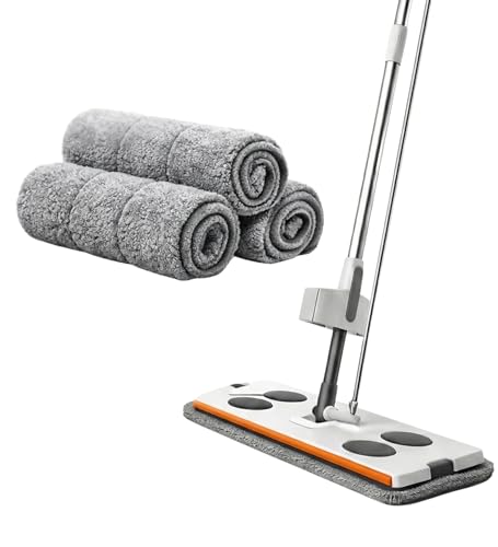 Esfregão Grande, Rodo Grande, Mop Mágico Limpeza, 360 Graus, Limpeza Fácil, 4 Panos de Microfibra
