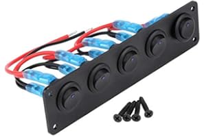 GIDREN 5 Gang ON Off Button Switch for Car Marine Boat RV Truck (5 Gang Blue)