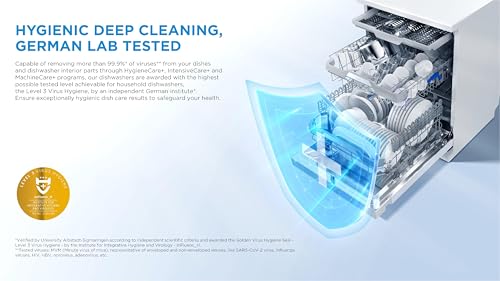 Midea Smart Freestanding Dishwasher With BLDC Motor, 15 Place Settings, 9 Programs, Wi-Fi, Turbo Speed, Power Wash & Auto Open Function, Silent & High Energy Efficient, Black - WQP15-WU7633GUR(BS)-GCC