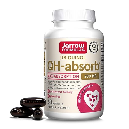 Jarrow Formulas QH-Absorb 200 mg - High Absorption Co-Q10 - Active Antioxidant Form of Co-Q10 - Supports Mitochondrial Energy Production &Cardiovascular Health - Up to 60 Servings (PACKAGING MAY VARY)