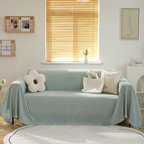 MEETSKY Sofa Cover Sectional Couch Covers for 2 Cushion Couch Chenille Living Room Recliner Sofa Slipcovers for Pets,Kids(X-Large: 71" x 118", Sage)