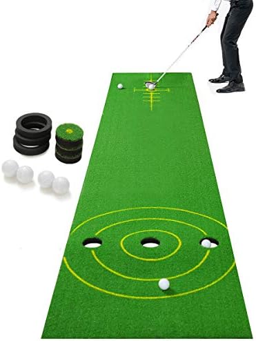 2-FNS Golf Putting Green Mat, 11.5 x 2.36Ft Extra Wide Golf Practice Mat with 4 Golf Balls & Carrying Bag for Indoor/Outdoor Games Training 2-FNS Golf Putting Green Mat, 11.5 x 2.36Ft Extra Wide Golf Practice Mat with 4 Golf Balls & Carrying Bag for Indoor/Outdoor Games Training