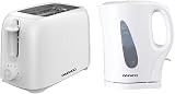Daewoo Essentials Plastic 1.7 L Kettle and 2 Slice Toaster Set White view 1