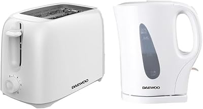 Daewoo Essentials Plastic 1.7 L Kettle and 2 Slice Toaster Set White