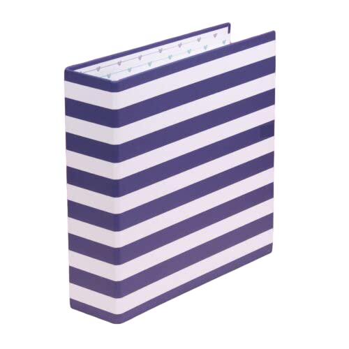 Craftelier - Navy Stripe Lined Cardboard Album | Navy Blue and White - Gold 2 Ring System - Hard Covers and Sturdy | Dimensions 22.5 x 23 cm (6" x 8"). — image 1