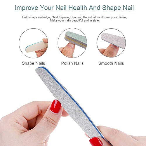 Nail Files Buffer Set, 6 Pcs Professional Nails Block Washable Double Sided Buffers 150, 180, 240, 100/180, 220/280, 1000/4000 with 3 PCS Nail Brushes, Manicure Tools for Nail Grinding Polishing