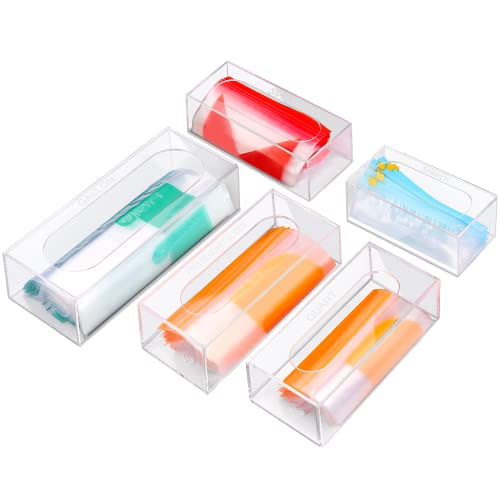 Ziplock Bag Storage Organizer 5 Pack, Acrylic Drawer Baggie Organizer Plastic Bag Dispenser