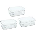 (Set of 3) Micro Clear 2.3 qt Kitchen Pantry Food Storage Container Set with Lid, Shatterproof, BPA Free, Dishwasher, Microwave Safe Canister, Fridge Refrigerator Organizer, Made in Japan