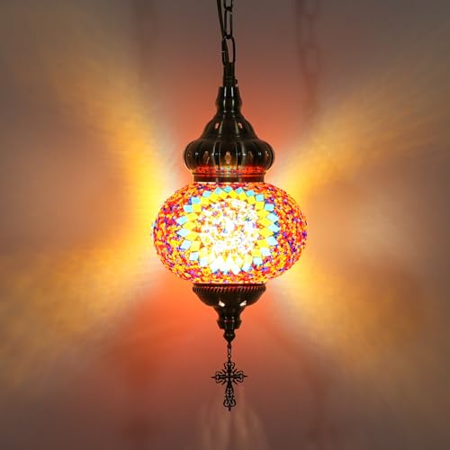 HGMASH Turkish Hanging Lamp, Moroccan Pendant Light, Glass… at Amazon