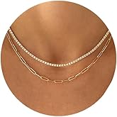 JNCTCOE Layered Necklaces for Women, Dainty 14K Gold Plated Chain Choker Necklace Stack, Simple Gold Layered Herringbone Necklace Set Stackable Gold Chain Necklaces for Women Trendy Gold Jewelry Gifts