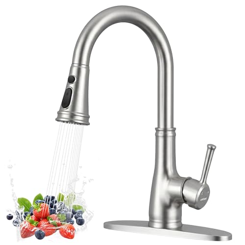 Küchenarmatur mit Sprüher - WEWEWEWE Einhebelmischer für die Küche mit Armatur gebürsteter nickel