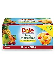 Dole Fruit Bowls Cherry Mixed Fruit in 100% Juice, Gluten Free Healthy Snack, 4 Oz, 12 Total Cups