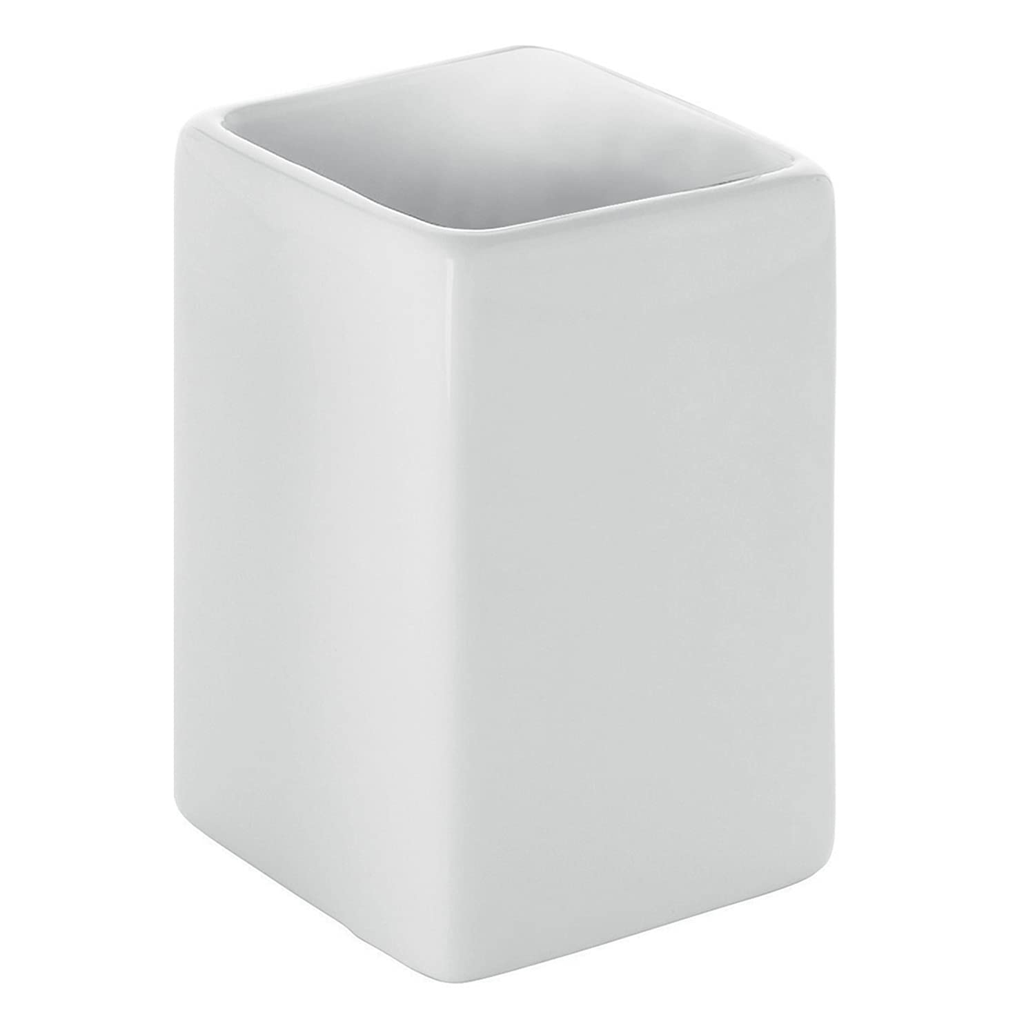 Gedy Queenstown Bathroom Toothbrush Holder, Dimensions and Weight: 10 x 6.5 x 6.5 cm & 0.23 kg, Toothpaste and Toothbrush Holder in Eco Ceramic, White Finish, R&D Design, 2 Year Warranty