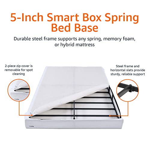 Amazon Basics Smart Box Spring Bed Base, 5Inch Mattress Foundation