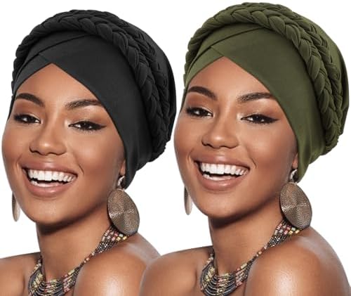 ASKNOTO 4 Pieces Soft Hair Turbans, Pre Tied Headwrap Knot  display picture 2