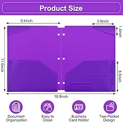 EOOUT 5pcs Folders with Pockets 3 Hole Punched