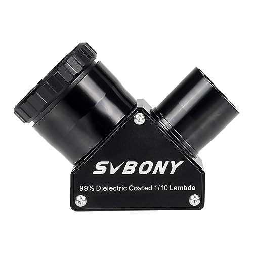 Svbony SV223 Diagonal Mirror, 90° Diagonal Adapter 1.25" Carbon Fiber Material Star Diagonal with Clicklock Locking Mechanism for Planet Observations