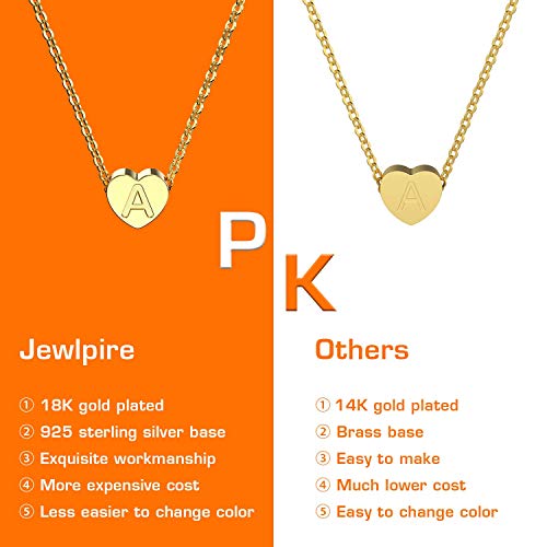 Jewlpire Real 18K Gold Filled Tiny Heart Initial Necklaces Sterling Silver Necklace Dainty 