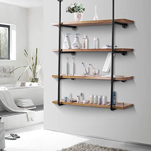 Industrial Pipe Shelf Kit, Elibbren Retro Wall Mount Shelving Floating