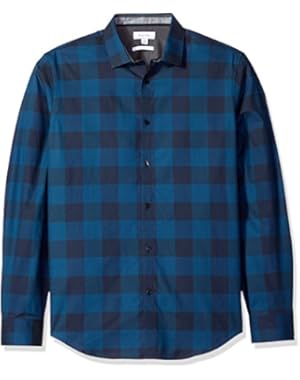 Calvin Klein Men's Slim Fit Long Sleeve Buffalo Check Button Down Shirt