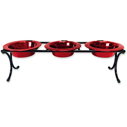 Platinum Pets 1 Cup Bistro Triple Raised Feeder with Stainless Steel Wide Rimme…