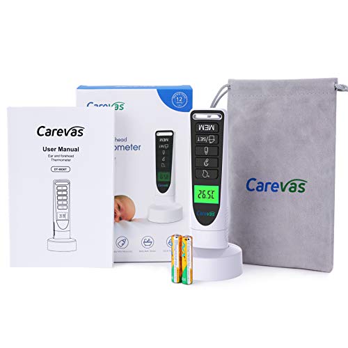 Carevas Medical Digital Ear Thermometer with Temporal Forehead Function - Clinically Approved Upgraded Infrared Lens Technology
