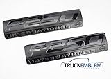 Truck Emblem Warehouse 2 New (Pair) Set Custom Matte Black F250 Powerstroke Ford International Fender Badges Emblems