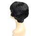 Ty.Hermenlisa 100% Real Virgin Brazilian Remy Human Hair Wigs for Black Women Natural Color Wavy Short Bobs Hairpieces with Elastic Strap, 66g, Jet Black