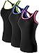 NELEUS Women's 3 Pack Compression Athletic Tank Top for Yoga Running,Blue,Green,Rose,EU M,US S