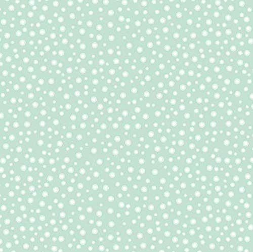 Fairy Light Collection Glow in Dark Sparkle Dots on Misty Green- Fabric by The Yard