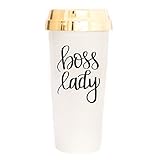 Boss Lady Gold Travel Mug, Gold Foil, Gift for Boss, Gift for Her, Girl Boss, Coffee Mugs, Travel Tumbler, Motivational Mug, Hand Lettered by Sweet Water Decor 16oz