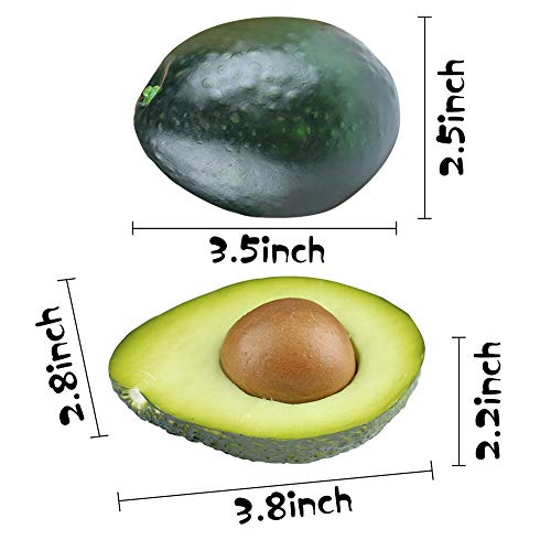 Johouse Artificial Avocado, 7PCS Plastic Prop Decor Fake Lifelike Plastic Green Avocados and Avocado Half Vegetable Fruit Home Party Festival Decorations
