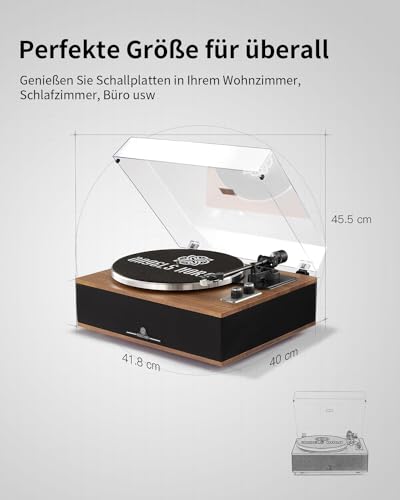 ANGELS HORN Vintage Bluetooth Vinyl Player with Dual Speakers, Phono Preamp and Magnetic Cartridge AT-3600L