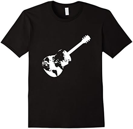 Mens Guitar World Map T-Shirt 2XL Black