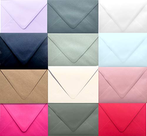 Multi Color Assorted Contour Euro Flap 25 Boxed A7-70lb Envelopes (5-1/4 x 7-1/4) for 5 x 7 Invitations Announcements Weddings Showers Communions Confirmations by The Envelope Gallery