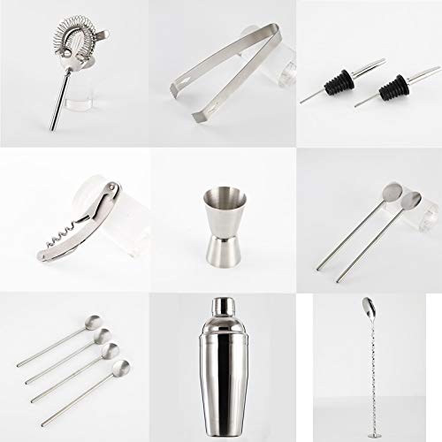 LTJX Cocktail Set, Cocktail Shaker Set, aus Edelstahl,9 Teiliges Barkeeper Set,mit Holzhalterun ect, 750 ml Cocktail… – Bild 5